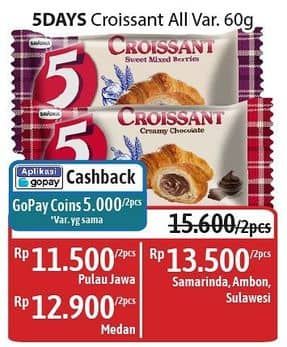 Promo Harga 5 Days Croissant All Variants 60 gr - Alfamidi