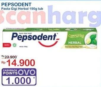 Promo Harga Pepsodent Pasta Gigi Complete 8 Actions Herbal 190 gr - Indomaret