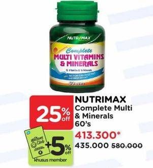 Promo Harga Nutrimax Complete Multivitamins & Minerals 60 pcs - Watsons