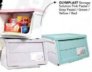 Promo Harga OLYMPLAST Storage Solution Kotak Serbaguna Hijau, Kuning, Merah, Pink Pastel, Grey Pastel  - Carrefour