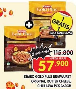 Promo Harga Kimbo Gold Plus Bratwurst Original, Butter Cheese, Chilli Lava 360 gr - Superindo