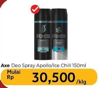 Promo Harga AXE Deo Spray Apollo, Ice Chill 150 ml - Carrefour