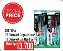 Promo Harga SYSTEMA Sikat Gigi Charcoal Reguler, Big Head Charcoal 2 pcs - Hypermart