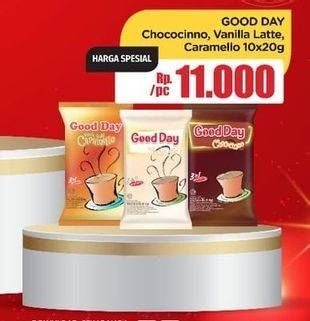 Promo Harga Good Day Instant Coffee 3 in 1 Chococinno, Rock Salt Caramello, Vanilla Latte per 10 sachet 20 gr - LotteMart