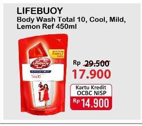 Promo Harga LIFEBUOY Body Wash Total 10, Cool Fresh, Mild Care, Lemon Fresh 500 ml - Alfamart
