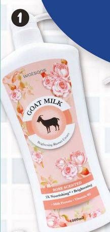 Promo Harga WATSONS Goats Milk Brightening Shower Cream 1000 ml - Watsons