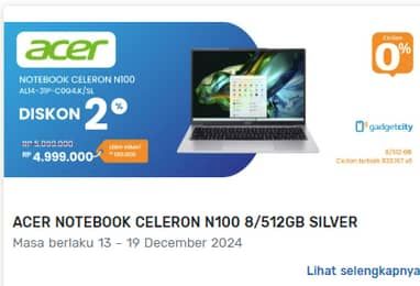 Promo Harga Acer AL14-31P-COG4-FHD | Notebook 14 Inci  - Electronic City