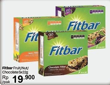 Promo Harga FITBAR Makanan Ringan Sehat Fruit, Nut, Chocolate per 5 pcs 22 gr - Carrefour