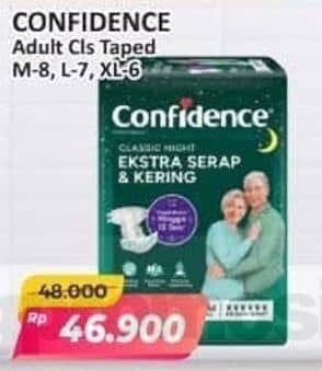 Promo Harga Confidence Adult Classic Night Ekstra Serap & Kering M8, L7, XL6 6 pcs - Alfamart