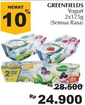 Promo Harga GREENFIELDS Yogurt All Variants per 2 pcs 125 gr - Giant