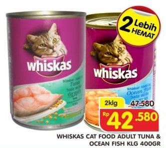 Promo Harga WHISKAS Kitten Cat Food Tuna, Ocean Fish per 2 kaleng 400 gr - Superindo