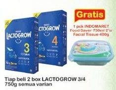 Promo Harga LACTOGROW 3 / 4 Susu Pertumbuhan All Variants per 2 box 750 gr - Indomaret