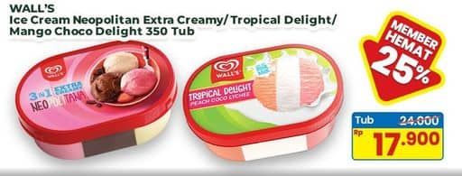 Promo Harga Walls Ice Cream Neopolitana, Tropical Delight, Mango Coco Delight 350 ml - Indomaret
