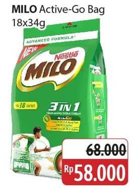 Promo Harga Milo ActivGo 3in1 per 18 sachet 35 gr - Alfamidi