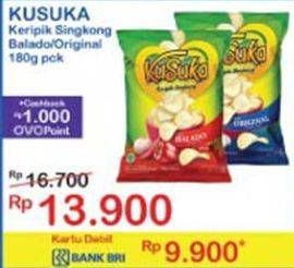 Promo Harga Kusuka Keripik Singkong Original, Balado 180 gr - Indomaret