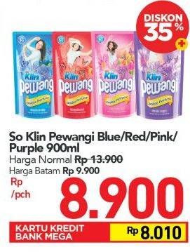 Promo Harga SO KLIN Pewangi Comfort Blue, Energetic Red, Exotic Purple, Romantic Pink 800 ml - Carrefour