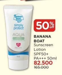 Promo Harga BANANA BOAT Simply Protect Aqua Daily Moisture SPF 50+ 50 ml - Watsons