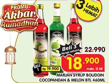Promo Harga Marjan Syrup Boudoin Cocopandan, Melon 460 ml - Superindo