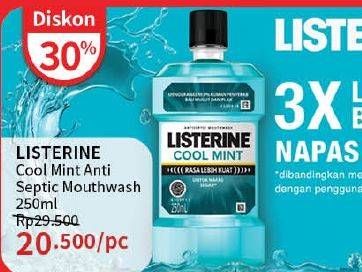 Promo Harga Listerine Mouthwash Antiseptic Cool Mint 250 ml - Guardian