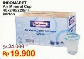 Promo Harga Air Mineral 240/220ml 48s  - Indomaret