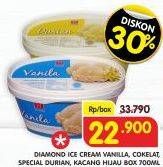 Promo Harga DIAMOND Ice Cream Durian, Kacang Hijau, Cokelat, Vanila 700 ml - Superindo