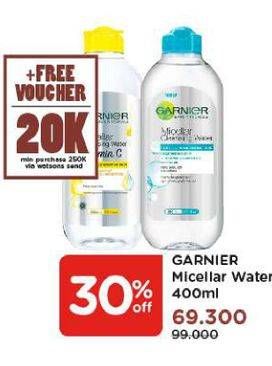 Promo Harga GARNIER Micellar Water 400 ml - Watsons
