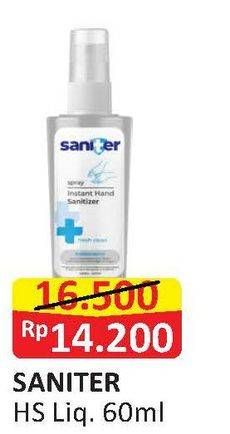 Promo Harga SANITER Hand Sanitizer Spray 60 ml - Alfamart