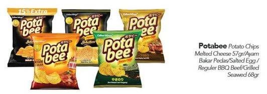 Promo Harga POTABEE Snack Potato Chips Grilled Seaweed, BBQ Beef, Salted Egg 68 gr - Carrefour