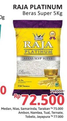 Promo Harga Raja Platinum Beras Slyp Super 5000 gr - Alfamidi