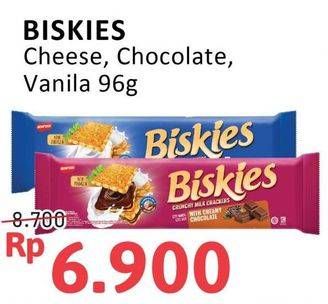 Promo Harga Biskies Sandwich Biscuit Vanilla, Cheese, Chocolate 108 gr - Alfamidi