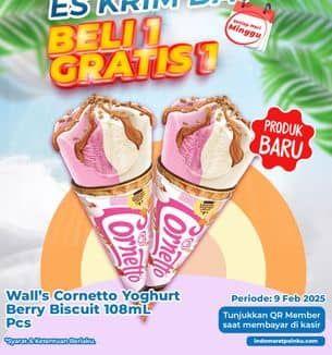 Promo Harga Walls Cornetto Yoghurt Berry Biscuit 108 ml - Indomaret