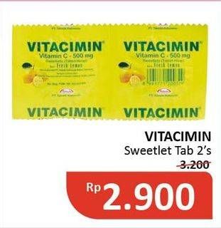 Promo Harga VITACIMIN Vitamin C - 500mg Sweetlets (Tablet Hisap) per 2 pcs - Alfamidi