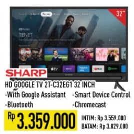 Promo Harga Sharp TV with Google Assistant 2T-C32EG1i  - Hypermart