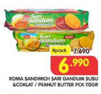 Promo Harga ROMA Sari Gandum Susu + Cokelat, Peanut 115 gr - Superindo