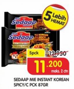 Promo Harga SEDAAP Korean Spicy Chicken per 5 pcs 87 gr - Superindo
