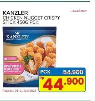 Promo Harga Kanzler Chicken Nugget Stick Crispy 450 gr - Indomaret