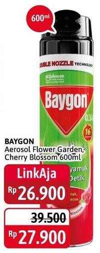 Promo Harga BAYGON Insektisida Spray Flower Garden, Cherry Blossom 600 ml - Alfamidi