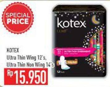 Promo Harga Kotex Ultrathin Wing, NonWing 12 pcs - Hypermart