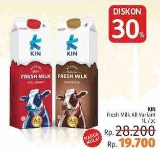 Promo Harga KIN Fresh Milk All Variants 1 ltr - LotteMart