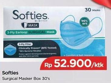 Promo Harga SOFTIES Masker Surgical 30 pcs - TIP TOP