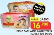 Promo Harga PASEO Baby Wipes G. Jojoba per 2 pouch 50 pcs - Superindo