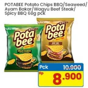 Promo Harga Potabee Snack Potato Chips BBQ Beef, Grilled Seaweed, Ayam Bakar, Wagyu Beef Steak, Spicy BBQ 68 gr - Indomaret