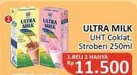 Promo Harga ULTRA MILK Susu UHT Coklat, Stroberi 250 ml - Alfamidi