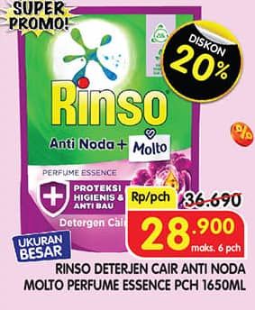 Promo Harga Rinso Liquid Detergent + Molto Purple Perfume Essence 1650 ml - Superindo