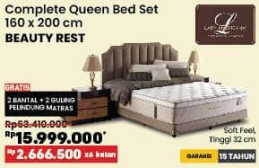 Promo Harga Lady Americana Beautyrest Complete Queen Bed Set 160 X 200 Cm  - COURTS