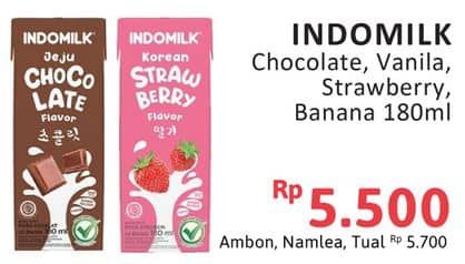 Promo Harga Indomilk Korean Series Belgian Chocolate, Busan Vanilla, Korean Strawberry, Seoul Banana 180 ml - Alfamidi