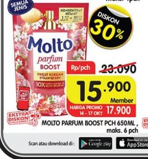 Molto Parfum Boost 650 ml Diskon 31%, Harga Promo Rp15.900, Harga Normal Rp23.090, Harga Promo 14-17 Oktober 2024 Rp. 17.900
Maks 6 pch, Khusus Member