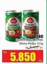 Promo Harga ABC Sardines Saus Tomat, Saus Ekstra Pedas 155 gr - Hari Hari