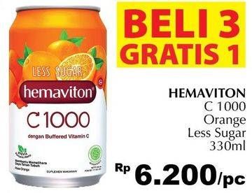 Promo Harga HEMAVITON C1000 Orange, Less Sugar 330 ml - Giant