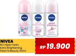 Promo Harga Nivea Deo Roll On Whitening Hijab Fresh, Extra Whitening, Pearl Beauty 50 ml - Yogya